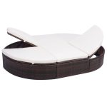 Outdoor Lounge Bed with Cushion Poly Rattan Brown