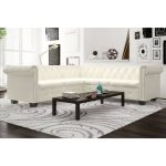 Chesterfield Corner Sofa 5-Seater Artificial Leather White