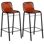 Bar Stools 2 pcs Real Leather