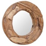 Decorative Mirror Teak 60 cm Round