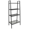 Ladder Bookcase 4 Tiers Metal Black
