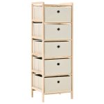 Storage Rack with 5 Fabric Baskets Cedar Wood Beige