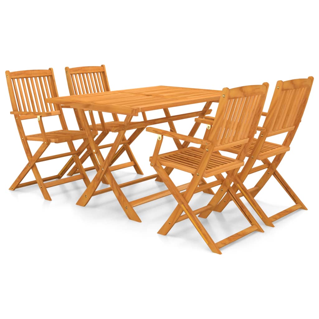 5 Piece Folding Outdoor Dining Set Solid Acacia Wood