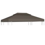 2-Tier Gazebo Top Cover 310 g/m² 4×3 m Taupe