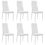 Dining Chairs 6 pcs White Faux Leather