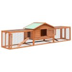 Rabbit Hutch Solid Pine & Fir Wood 310x70x87 cm