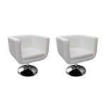 Bar Chairs 2 pcs White Faux Leather