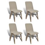 Oak Indoor Fabric Dining Chair Set 4 pcs Beige