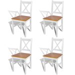 Dining Chairs 4 pcs White Pinewood