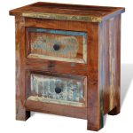 Nightstand with 2 Drawers Solid Reclaimed Wood