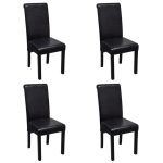 Dining Chair Artificial Leather Black Set of 4