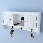 Wall Cabinet for Keys and Jewelery with Doors and Hooks