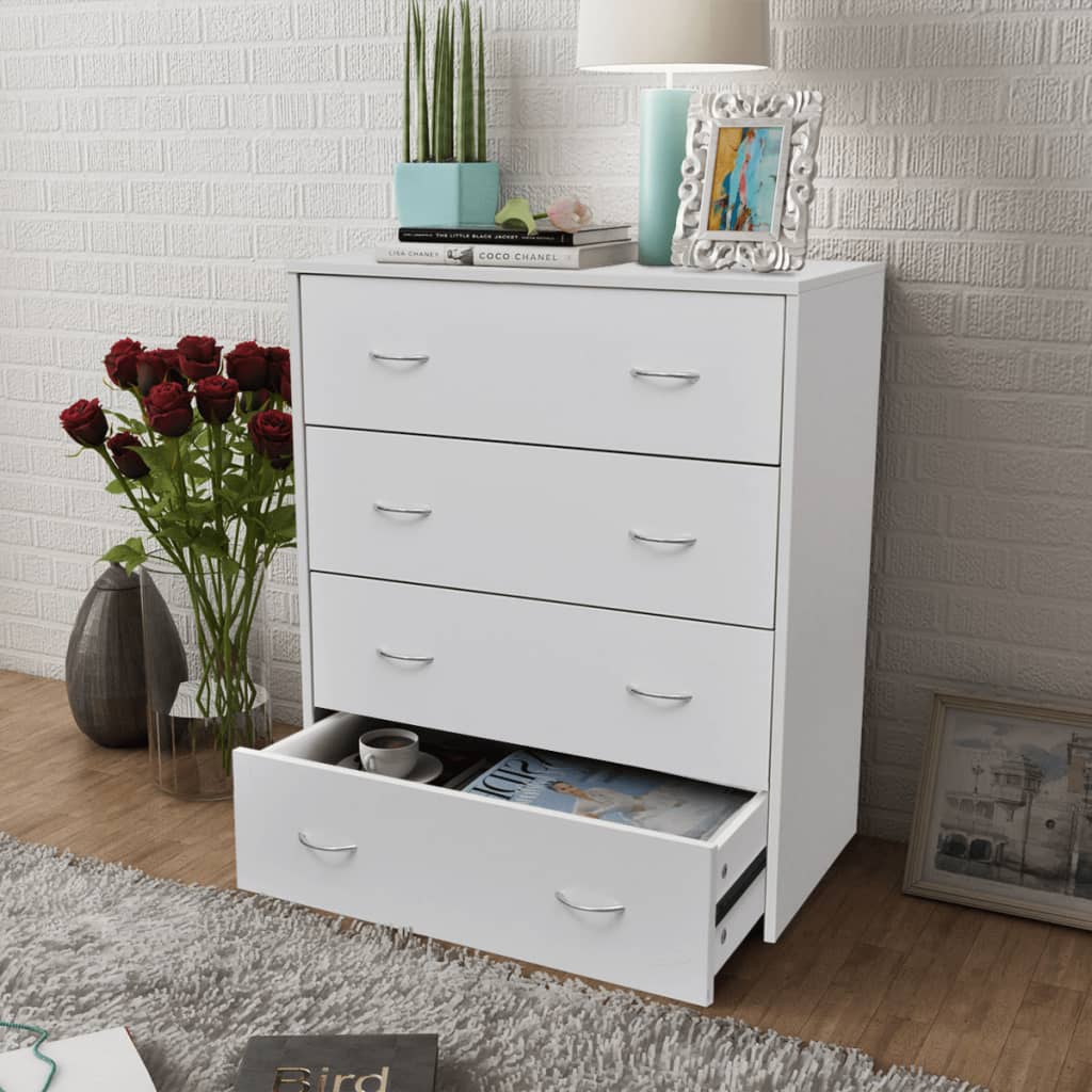 Sideboard with 4 Drawers 60×30.5×71 cm White