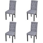 4 Dining Chairs Fabric Upholstery Dark Grey High