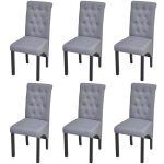 6 Dining Chairs Fabric Upholstery Dark Grey High