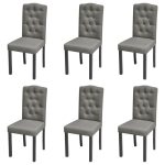 6 Dining Chairs Fabric Upholstery Dark Grey