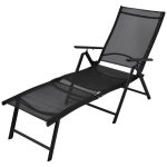 Folding Sun Lounger Aluminium Black