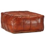 Pouffe Tan 60x60x30 cm Genuine Goat Leather