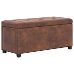 Storage Ottoman 87.5 cm Brown Faux Suede Leather