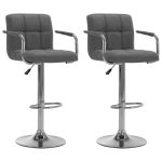 Bar Stools 2 pcs Light Grey Fabric