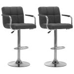 Bar Stools 2 pcs Dark Grey Fabric
