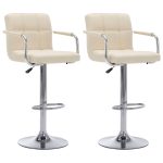 Bar Stools 2 pcs Cream Fabric