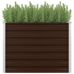 Raised Garden Bed Brown 100x100x77 cm Galvanised Steel