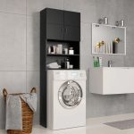 Washing Machine Cabinet Black 64×25.5×190 cm Engineered Wood