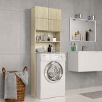 Washing Machine Cabinet Sonoma Oak 64×25.5×190 cm Engineered Wood