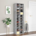 Shoe Cabinet Concrete Grey 54x34x183 cm Engineered Wood