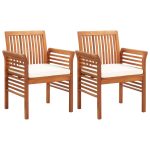Garden Dining Chairs with Cushions 2 pcs Solid Acacia Wood