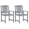 Garden Chairs 2 pcs Grey Solid Acacia Wood