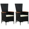 Outdoor Chairs 2 pcs with Cushions Poly Rattan Black