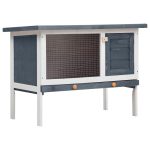 Outdoor Rabbit Hutch 1 Layer Grey Wood