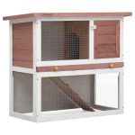 Outdoor Rabbit Hutch 1 Door Brown Wood