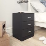 Bedside Cabinet Black 38x35x56 cm Engineered Wood