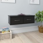 Wall-mounted Drawer Shelf Black 60x26x18.5 cm Engineered Wood