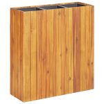 Garden Raised Bed with 3 Pots Solid Acacia Wood