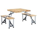 Folding Camping Table with 4 Seats Steel Aluminium