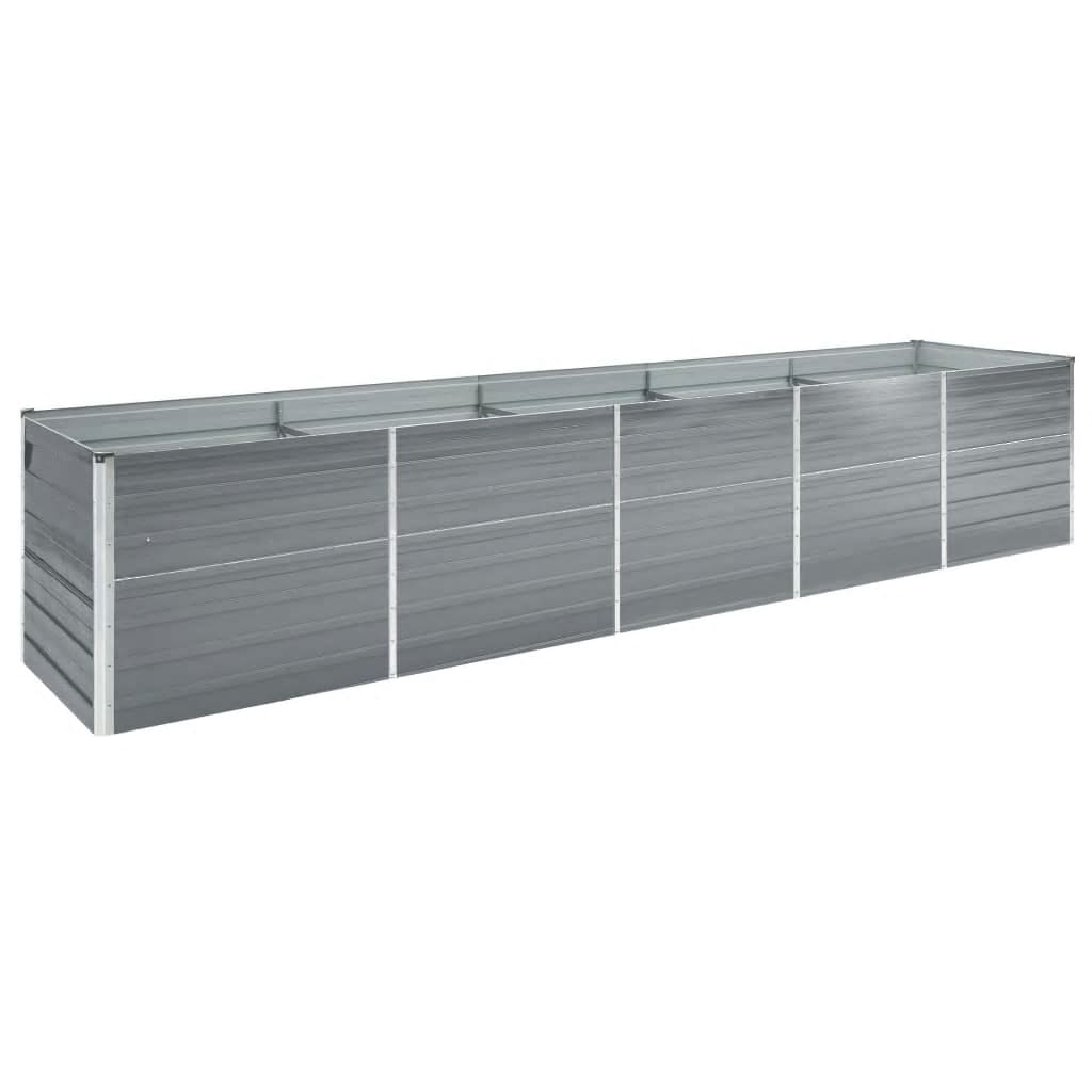 Garden Raised Bed Galvanised Steel 400x80x77 cm Grey