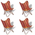 Butterfly Chairs 4 pcs Multicolour Chindi Fabric