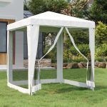 Party Tent with 4 Mesh Sidewalls 2×2 m White