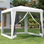 Party Tent with 4 Mesh Sidewalls 2.5×2.5 m White