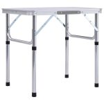 Folding Camping Table White Aluminium 60×45 cm