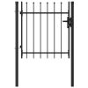 Fence Gate Single Door with Spike Top Steel 1×1 m Black