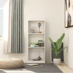 3-Tier Book Cabinet White 40x24x108 cm Engineered Wood