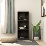 3-Tier Book Cabinet Black 40x24x108 cm Engineered Wood