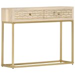 Console Table Gold 90x30x75 cm Solid Mango Wood