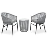 3 Piece Bistro Set with Cushions PE Rattan Anthracite