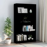 4-Tier Book Cabinet Black 80x24x142 cm Engineered Wood